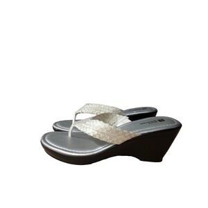 White Mountain‎ Womens Wishlist Platform Thong Wedge White Woven Size 10M